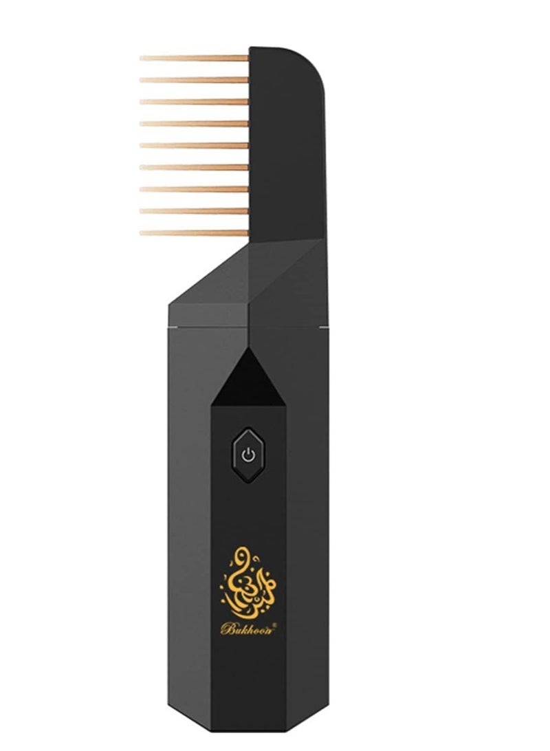 مبخرة بخور محمولة، بخور عربي كهربائي  حامل البخور الرمضاني الإسلامي باور تشارج للشعر والملابس، أسود - Image 1